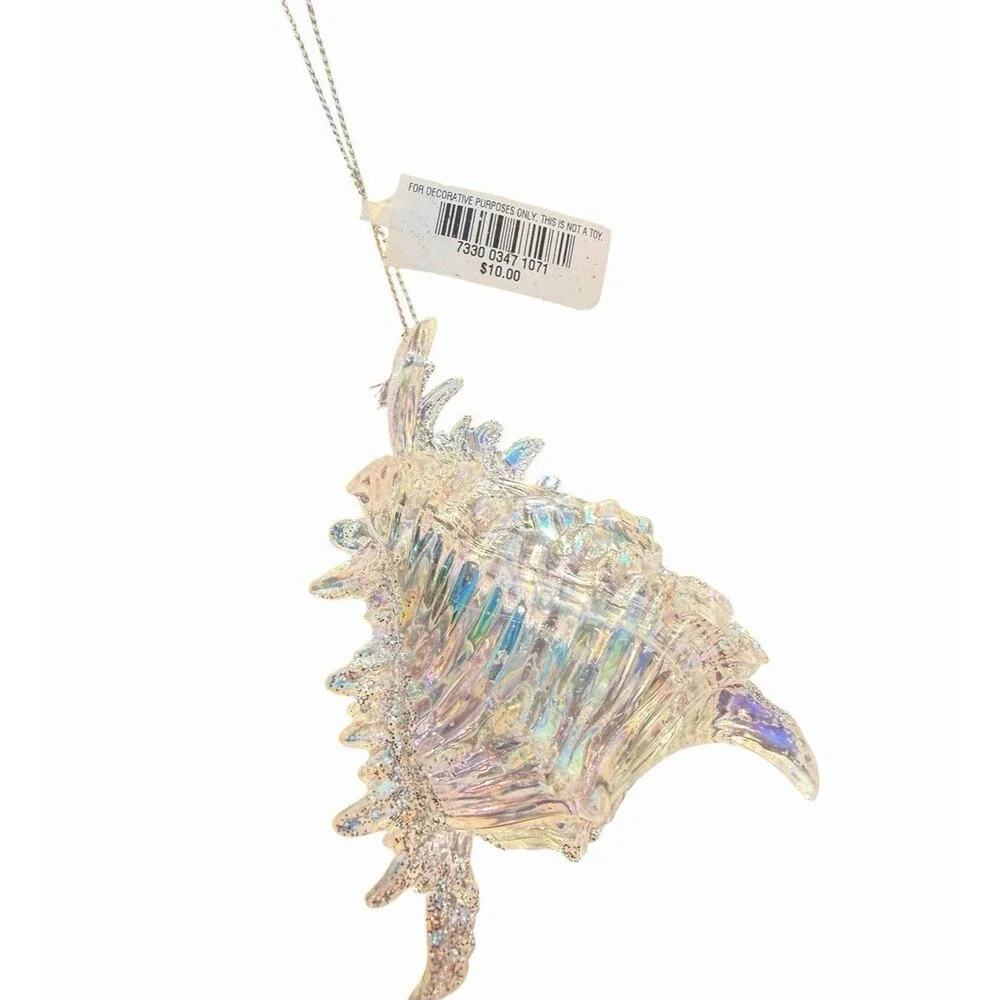 Macy’s holiday lane iridescent acrylic conch shell seaside Christmas ornament